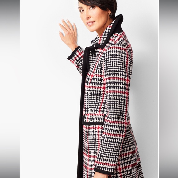 Talbots Herringbone Contrast Trim Coat, Size 18 - Picture 3 of 9